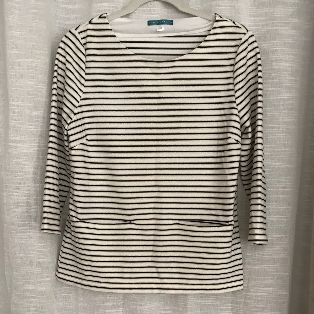 Black, Gold, White Striped Top
